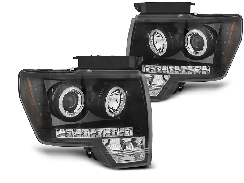 Frontlykter FORD F150 (MK12) 2008-2014 ANGEL EYES BLACK – bilde 4