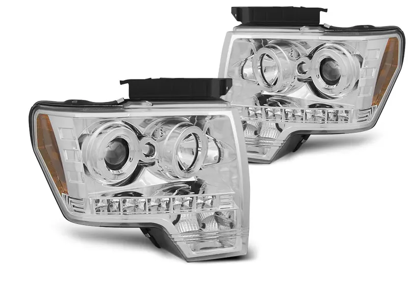 Frontlykter FORD F150 (MK12) 2008-2014 ANGEL EYES CHROME – bilde 3