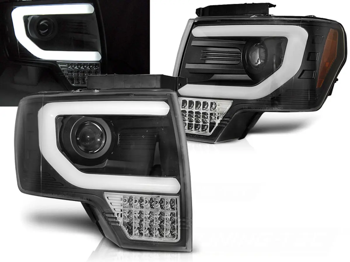 Frontlykter FORD F150 (MK12) 2008-2014 TUBE LIGHT BLACK
