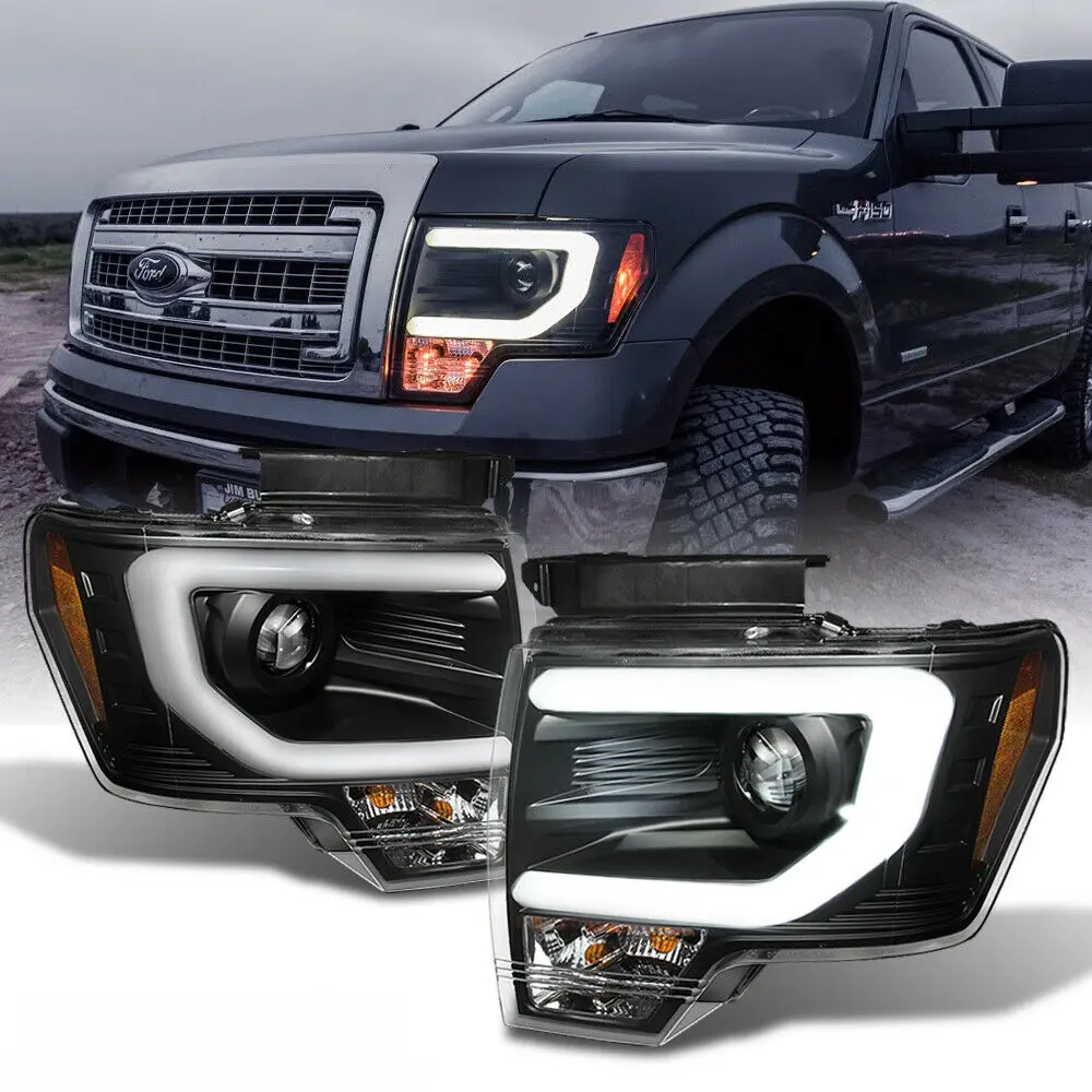 Frontlykter FORD F150 (MK12) 2008-2014 TUBE LIGHT BLACK – bilde 2