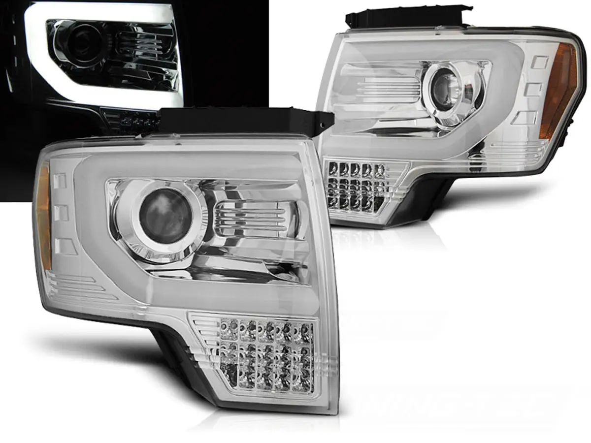 Frontlykter FORD F150 (MK12) 2008-2014 TUBE LIGHT CHROME