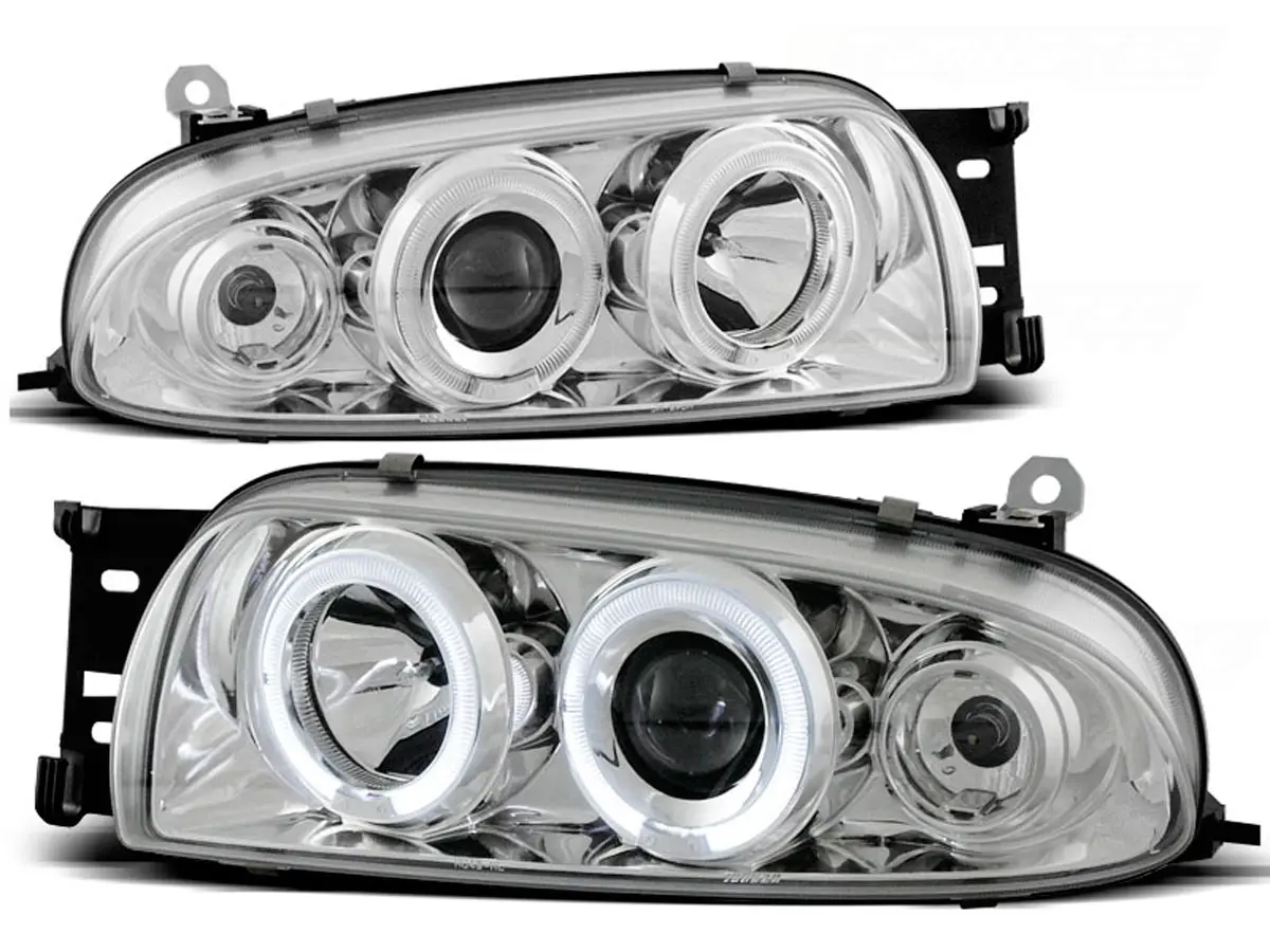 Frontlykter FORD FIESTA (MK4) 1995-1999 ANGEL EYES CHROME