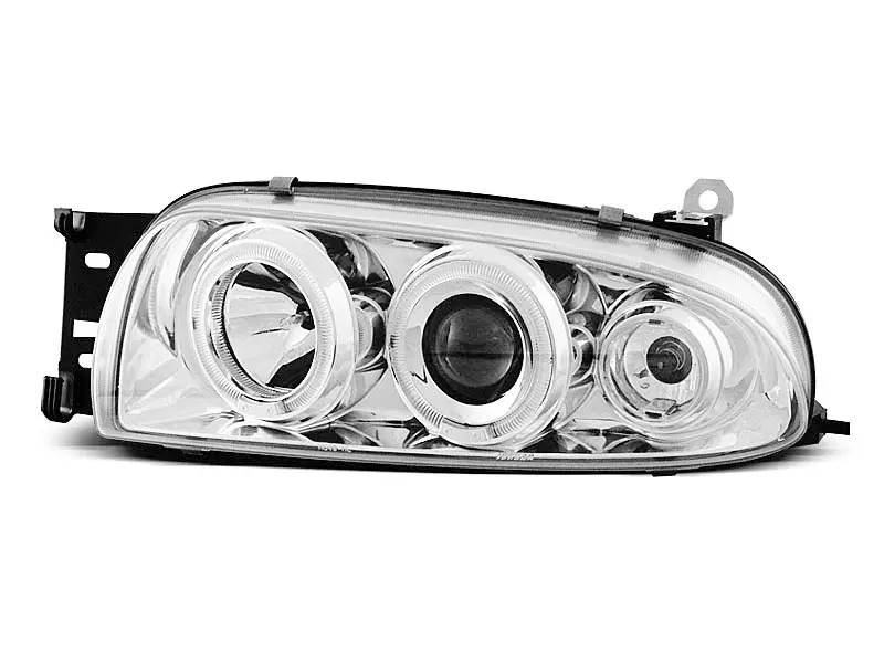 Frontlykter FORD FIESTA (MK4) 1995-1999 ANGEL EYES CHROME – bilde 2