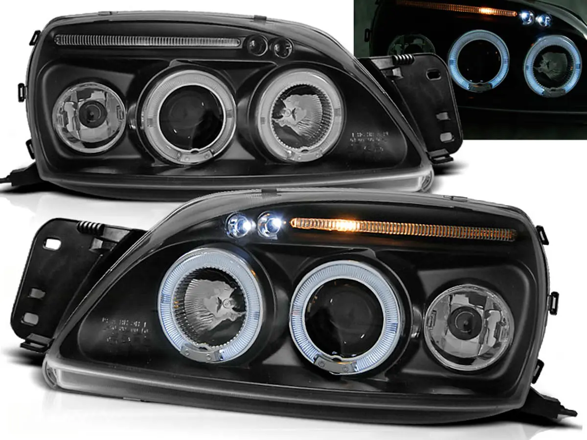 Frontlykter FORD FIESTA (MK5) 1999-2002 ANGEL EYES BLACK