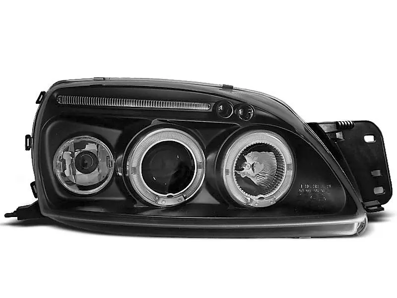 Frontlykter FORD FIESTA (MK5) 1999-2002 ANGEL EYES BLACK – bilde 2