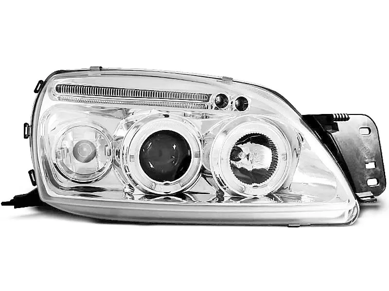 Frontlykter FORD FIESTA (MK5) 1999-2002 ANGEL EYES CHROME – bilde 2