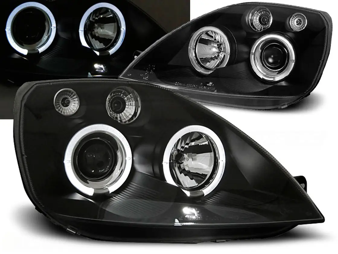 Frontlykter FORD FIESTA (MK6) 2002-2005 ANGEL EYES BLACK