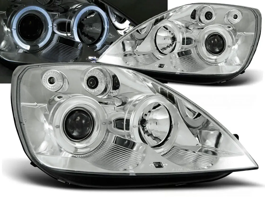 Frontlykter FORD FIESTA (MK6) 2002-2005 ANGEL EYES CHROME Image 1