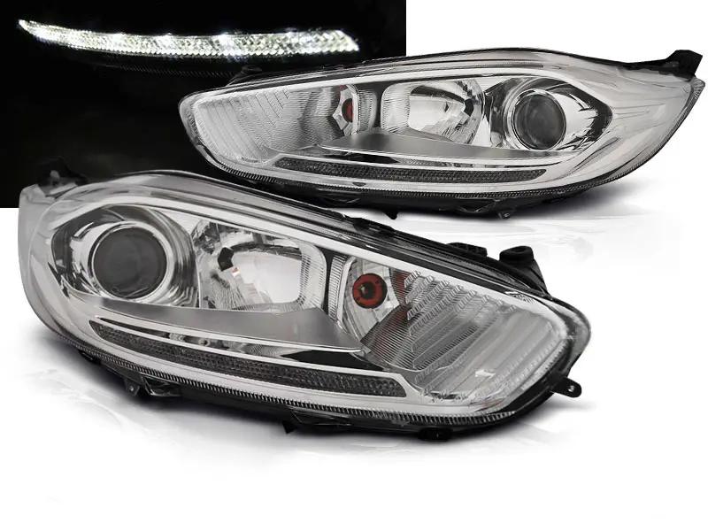Frontlykter FORD FIESTA (MK7) 2013-2016 LED DRL CHROME