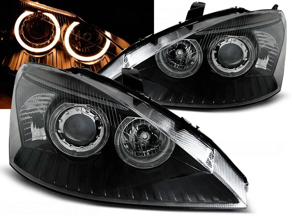 Frontlykter FORD FOCUS 1998-2001 ANGEL EYES BLACK