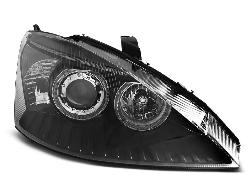 Frontlykter FORD FOCUS 1998-2001 ANGEL EYES BLACK – bilde 2