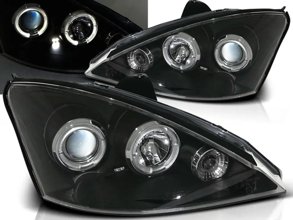 Frontlykter FORD FOCUS 2001-2004 ANGEL EYES BLACK
