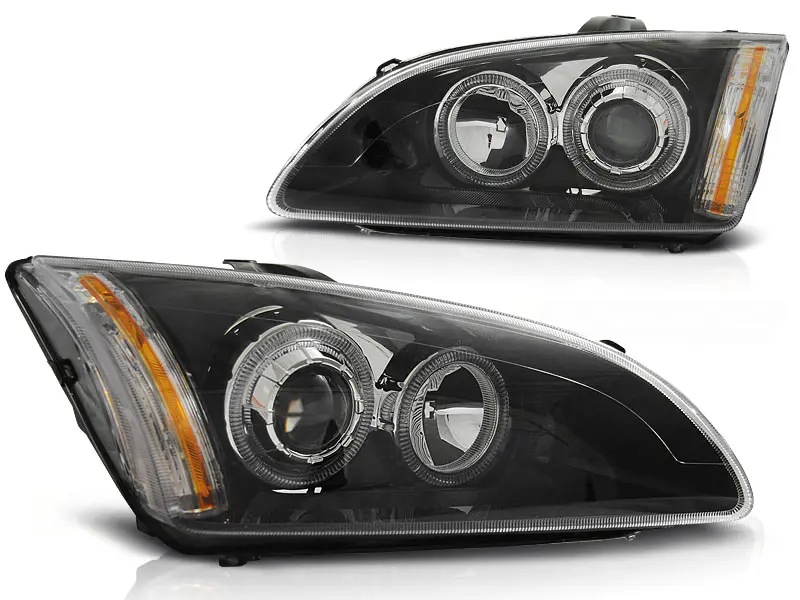 Frontlykter FORD FOCUS II 2004-2008 ANGEL EYES BLACK