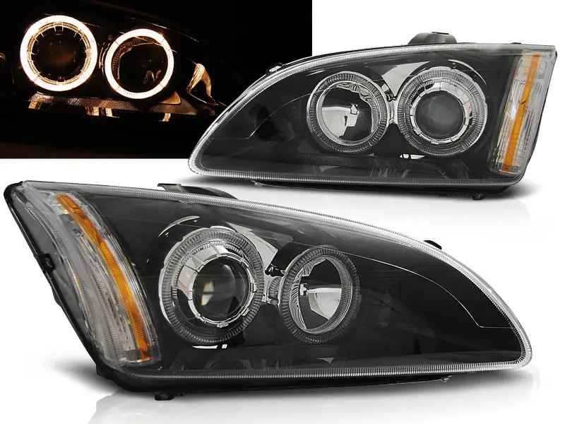 Frontlykter FORD FOCUS II 2004-2008 ANGEL EYES BLACK – bilde 2
