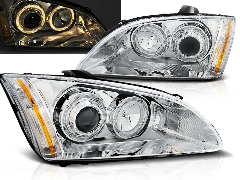 Frontlykter FORD FOCUS II 2004-2008 ANGEL EYES CHROME