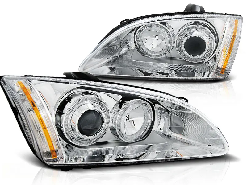 Frontlykter FORD FOCUS II 2004-2008 ANGEL EYES CHROME – bilde 2