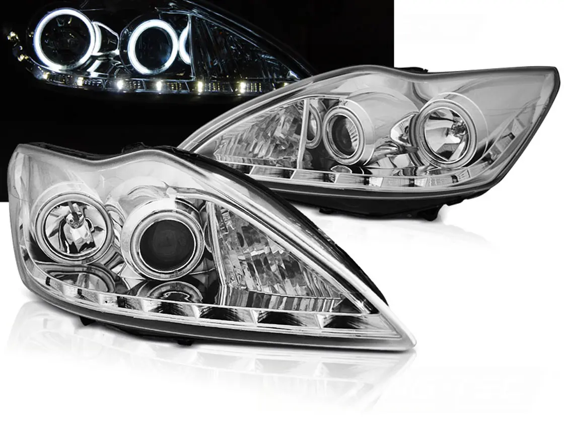 Frontlykter FORD FOCUS II 2008-2010 ANGEL EYES CCFL CHROME Image 1