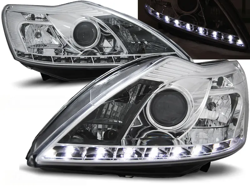 Frontlykter Ford Focus II Facelift 2007 - 2011 │ DAYLIGHT CHROME