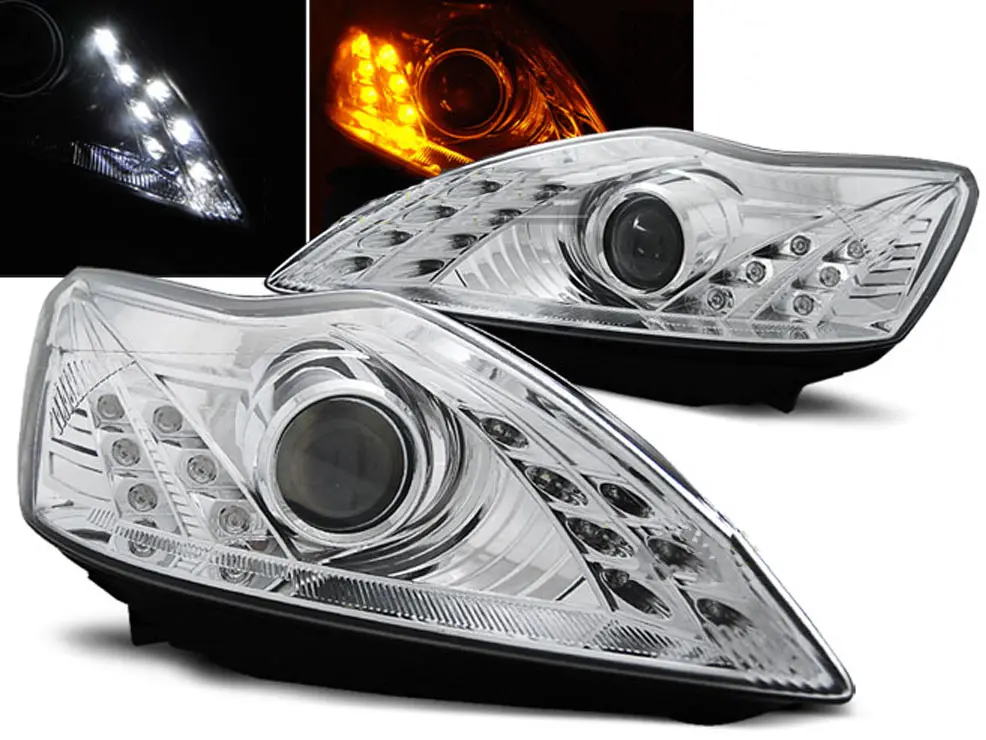 Frontlykter Ford Focus II Facelift 2007 - 2011 │ DAYLIGHT CHROME