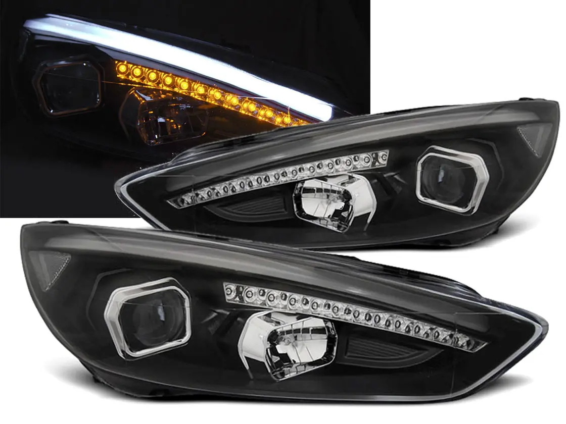 Frontlykter FORD FOCUS (MK3) 2015-2018 BLACK DRL LED