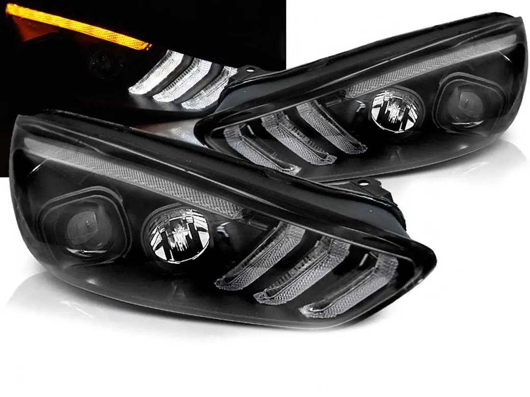 Frontlykter FORD FOCUS (MK3) 2015-2018 BLACK DRL LED SEQ INDICAOR