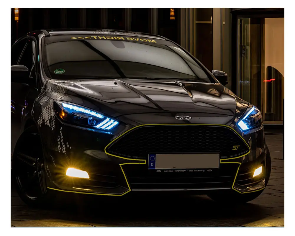 Frontlykter FORD FOCUS (MK3) 2015-2018 BLACK DRL LED SEQ INDICAOR – bilde 5
