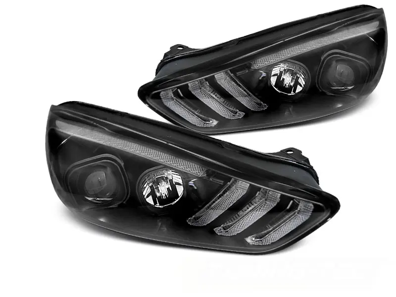 Frontlykter FORD FOCUS (MK3) 2015-2018 BLACK DRL LED SEQ INDICAOR – bilde 7
