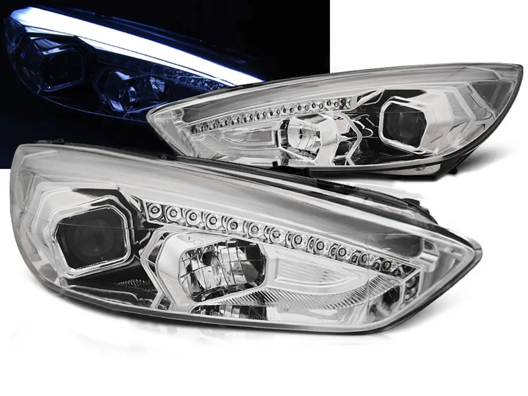 Frontlykter FORD FOCUS (MK3) 2015-2018 CHROME DRL LED