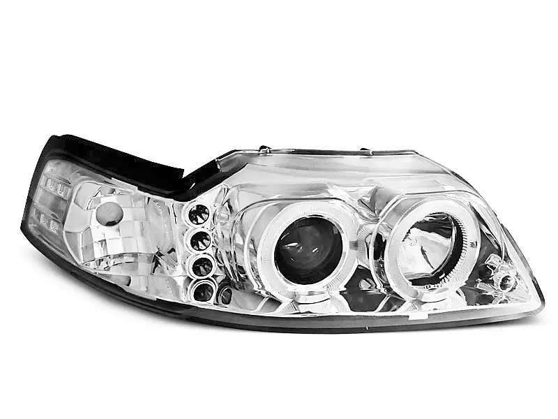 Frontlykter FORD MUSTANG 1998-2004 ANGEL EYES CHROME – bilde 2