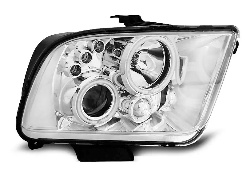 Frontlykter FORD MUSTANG 2004-2009 ANGEL EYES CHROME – bilde 2