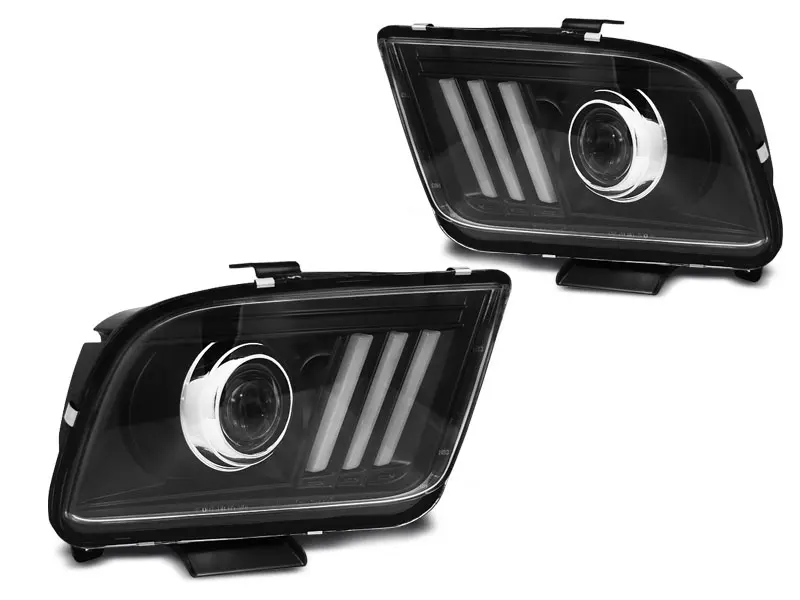 Frontlykter FORD MUSTANG 2004-2009 TUBE LIGHT BLACK – bilde 4
