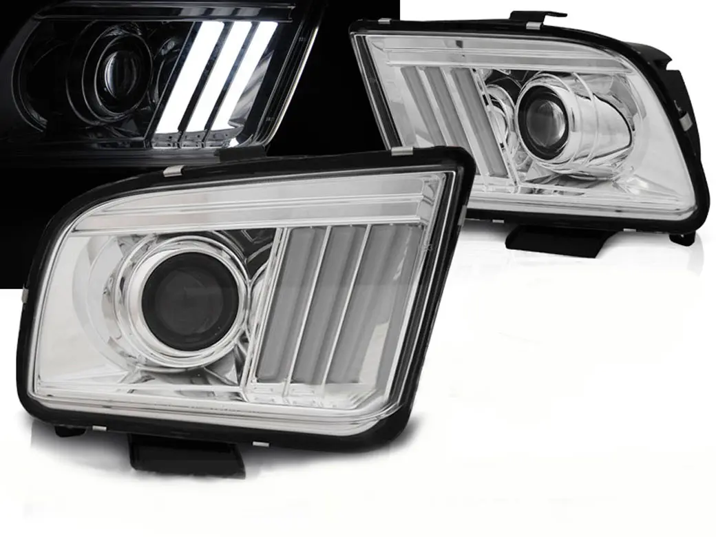 Frontlykter FORD MUSTANG 2004-2009 TUBE LIGHT CHROME