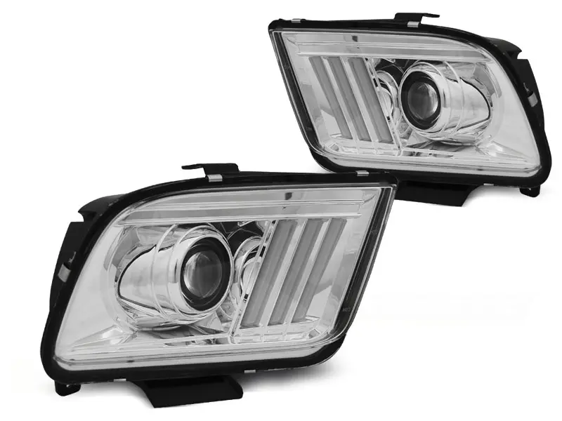 Frontlykter FORD MUSTANG 2004-2009 TUBE LIGHT CHROME – bilde 4