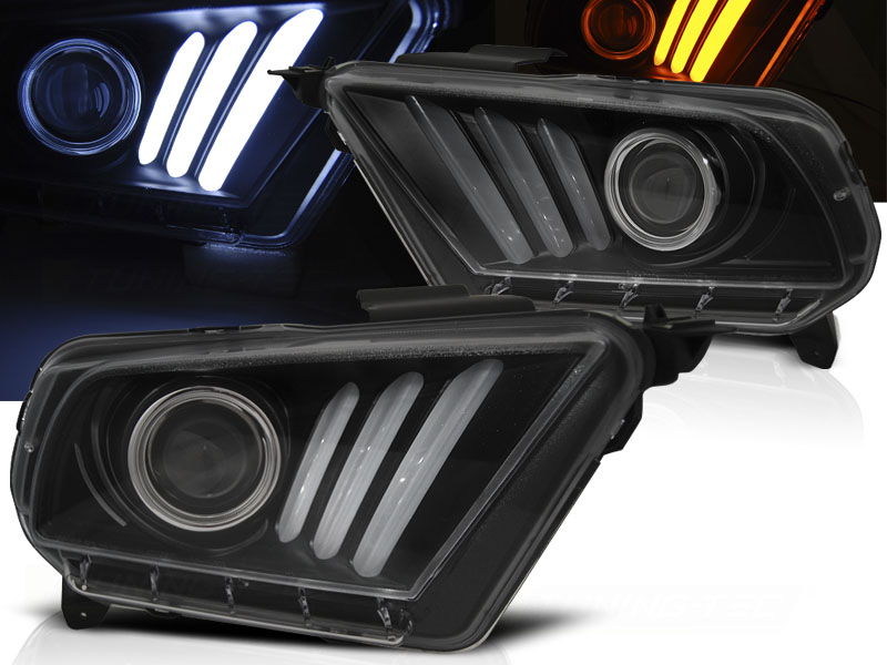 Frontlykter FORD MUSTANG V 2010-2014 TUBE LIGHT BLACK