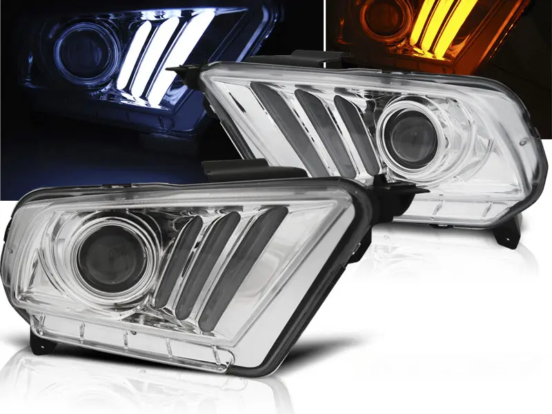 Frontlykter FORD MUSTANG V 2010-2014 TUBE LIGHT CHROME – bilde 2