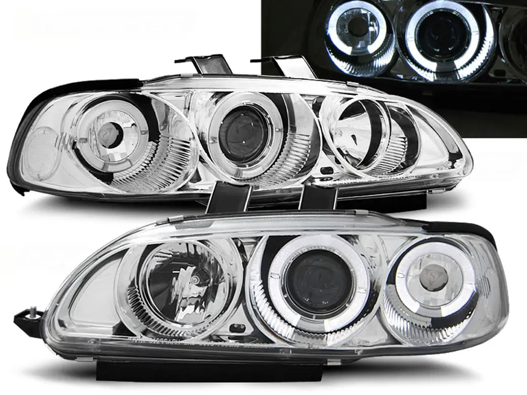Frontlykter HONDA CIVIC 1991-1995 4D ANGEL EYES CHROME