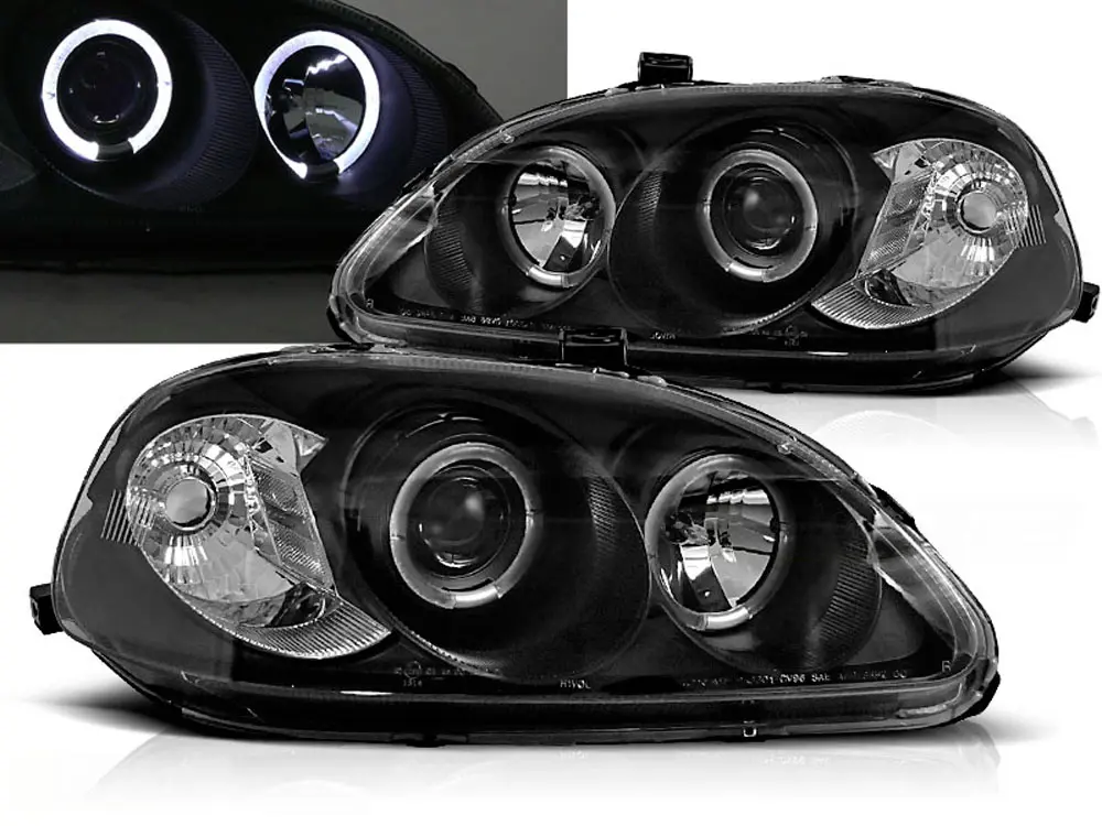 Frontlykter HONDA CIVIC 1999-2001 ANGEL EYES BLACK