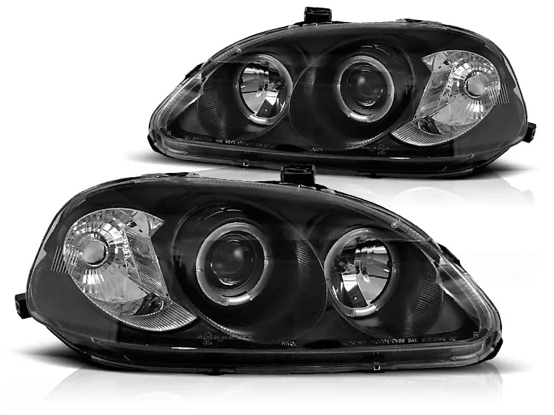 Frontlykter HONDA CIVIC 1999-2001 ANGEL EYES BLACK – bilde 2