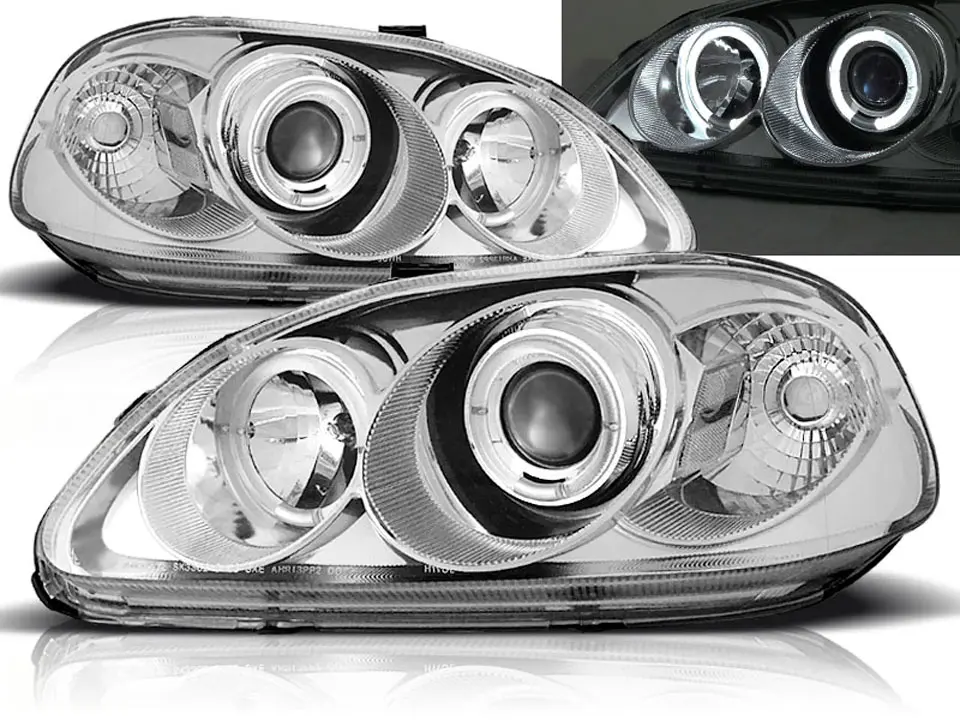 Frontlykter HONDA CIVIC 1999-2001 ANGEL EYES CHROME – bilde 2