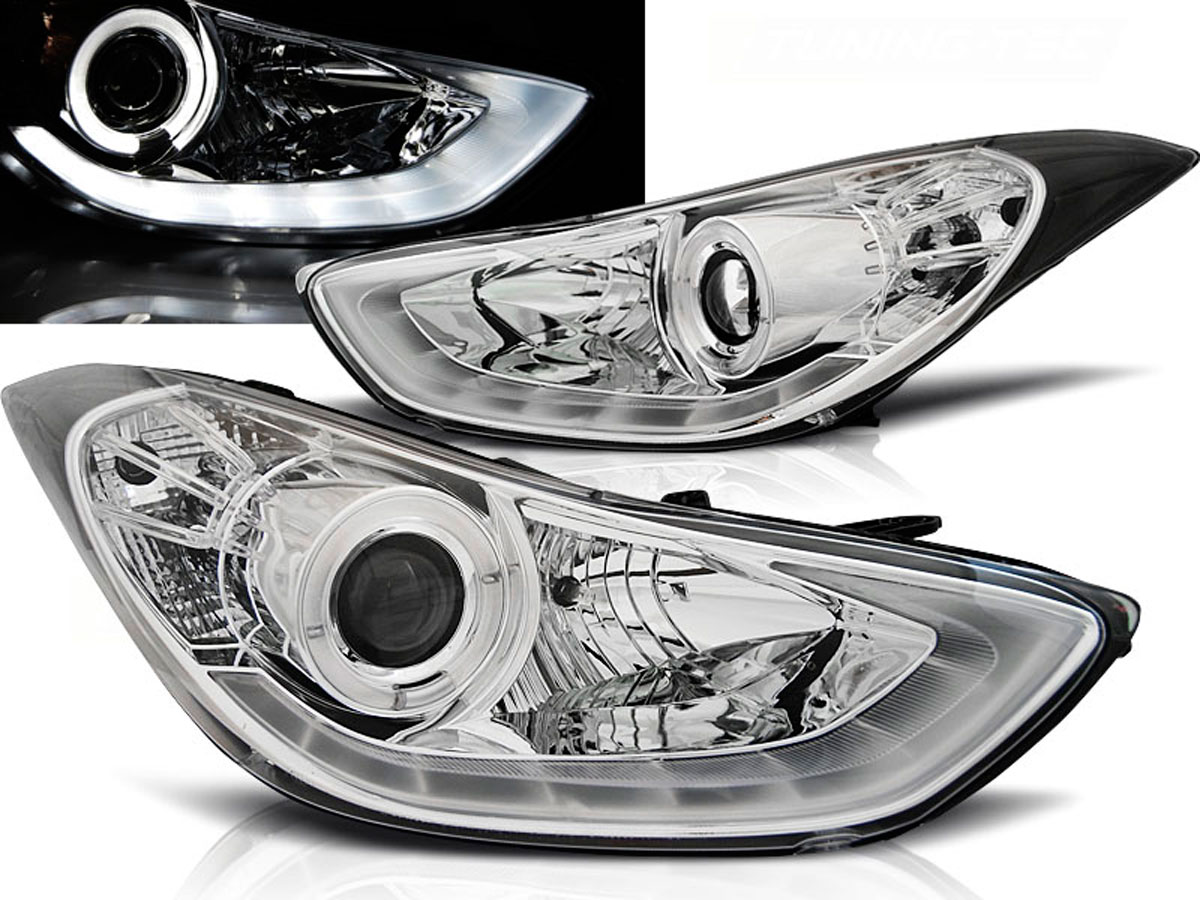 Frontlykter HYUNDAI ELANTRA 2010-2015 CHROME DAYLIGHT LED