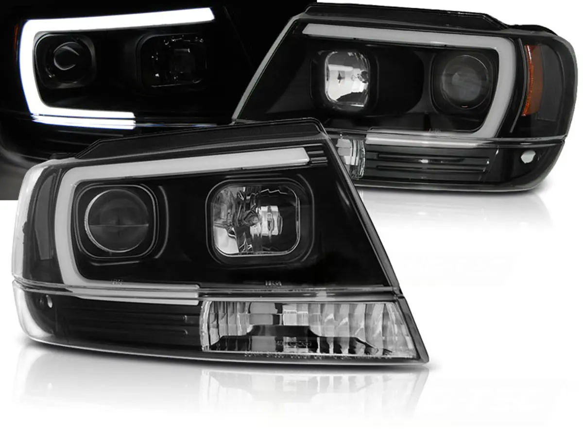 Frontlykter Jeep Grand Cherokee 1999 - 2005 │ TUBE LIGHT BLACK