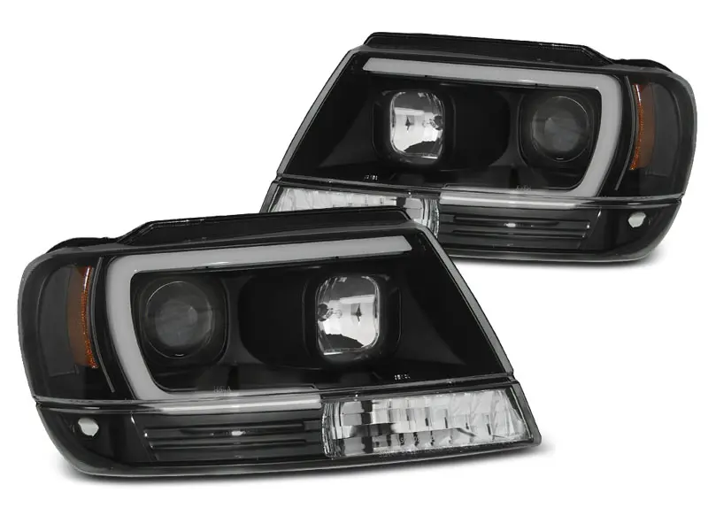 Frontlykter Jeep Grand Cherokee 1999 - 2005 │ TUBE LIGHT BLACK – bilde 2