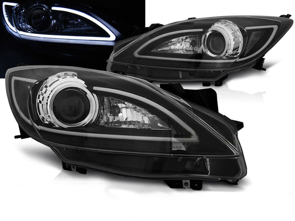 Frontlykter MAZDA 3 2009-2013 TUBE LIGHT BLACK