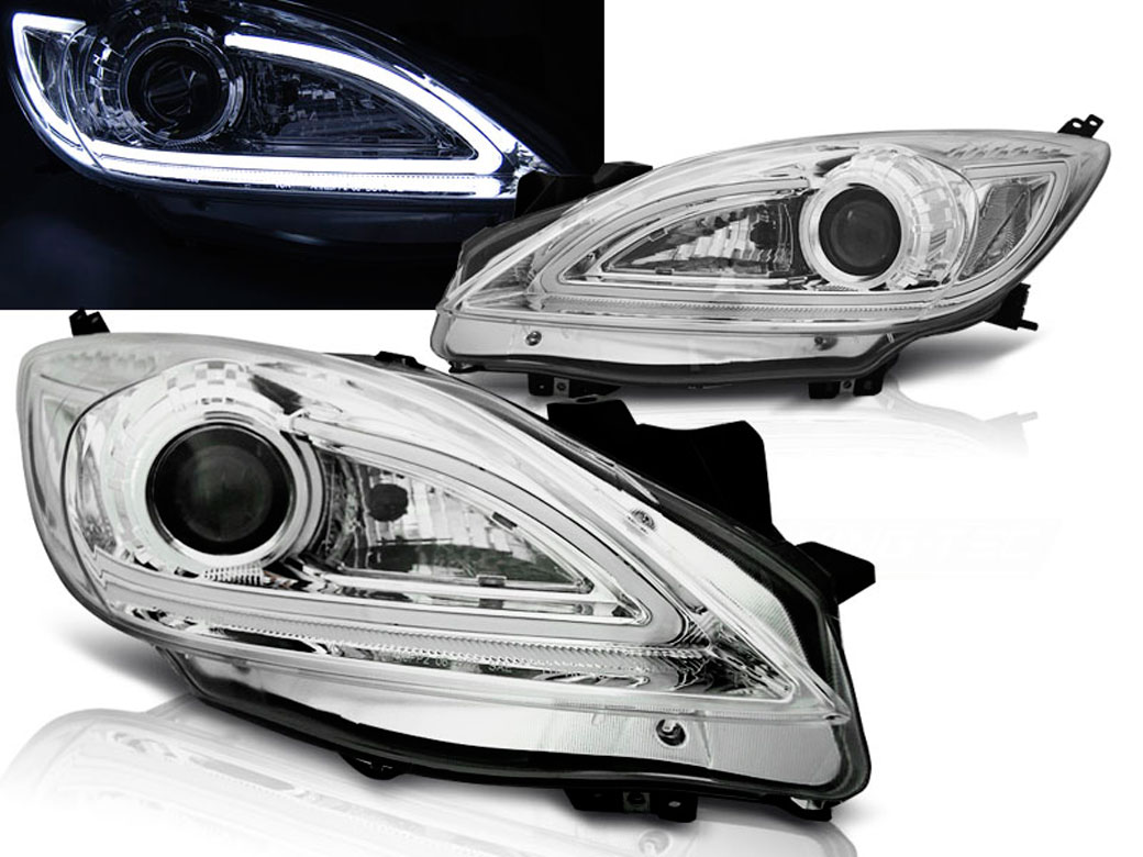 Frontlykter MAZDA 3 2009-2013 TUBE LIGHT CHROME