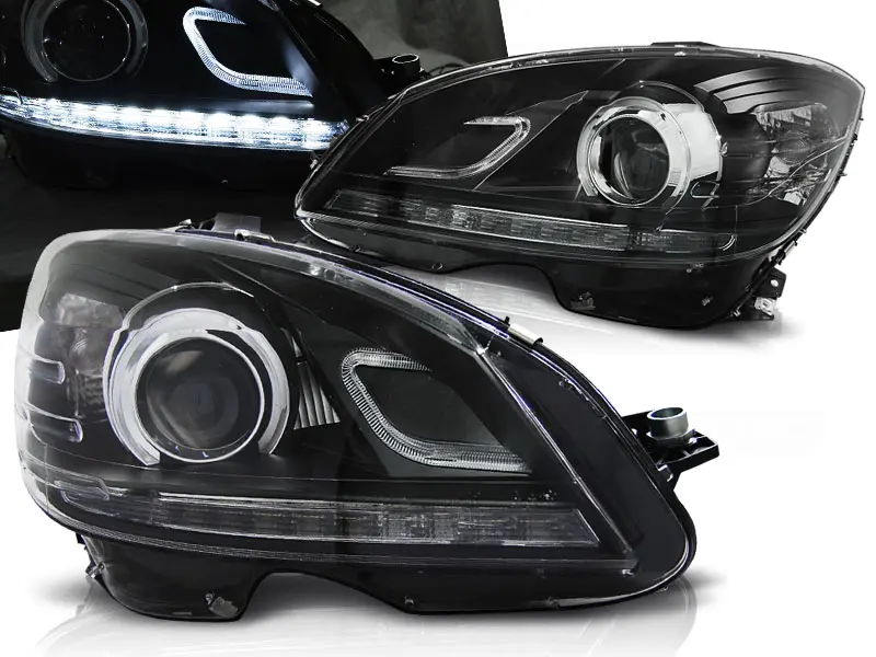 Frontlykter Mercedes-Benz C-Klasse (W204) 2007-2010 TRUE DRL BLACK