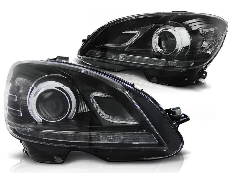 Frontlykter Mercedes-Benz C-Klasse (W204) 2007-2010 TRUE DRL BLACK – bilde 3