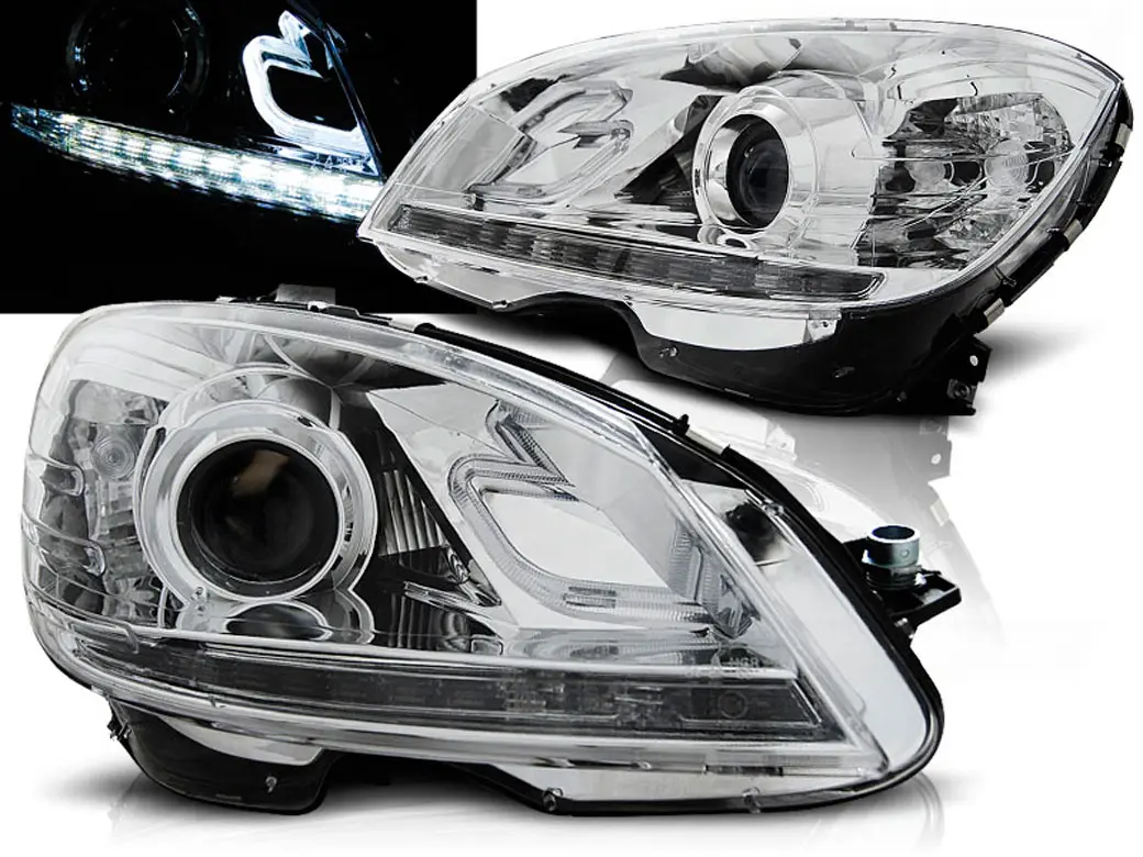 Frontlykter Mercedes-Benz C-Klasse (W204) 2007-2010 TRUE DRL CHROME