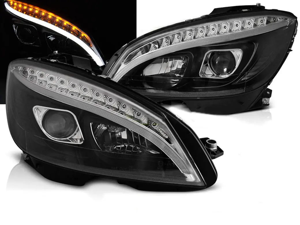 Frontlykter Mercedes-Benz C-Klasse (W204) 2007-2010 TUBE LIGHT BLACK
