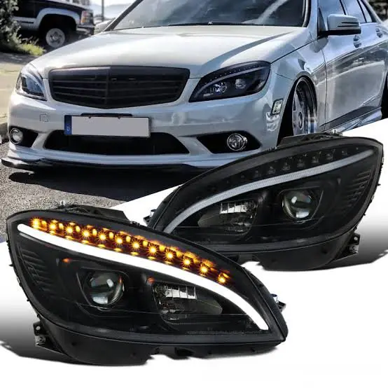 Frontlykter Mercedes-Benz C-Klasse (W204) 2007-2010 TUBE LIGHT BLACK SEQ