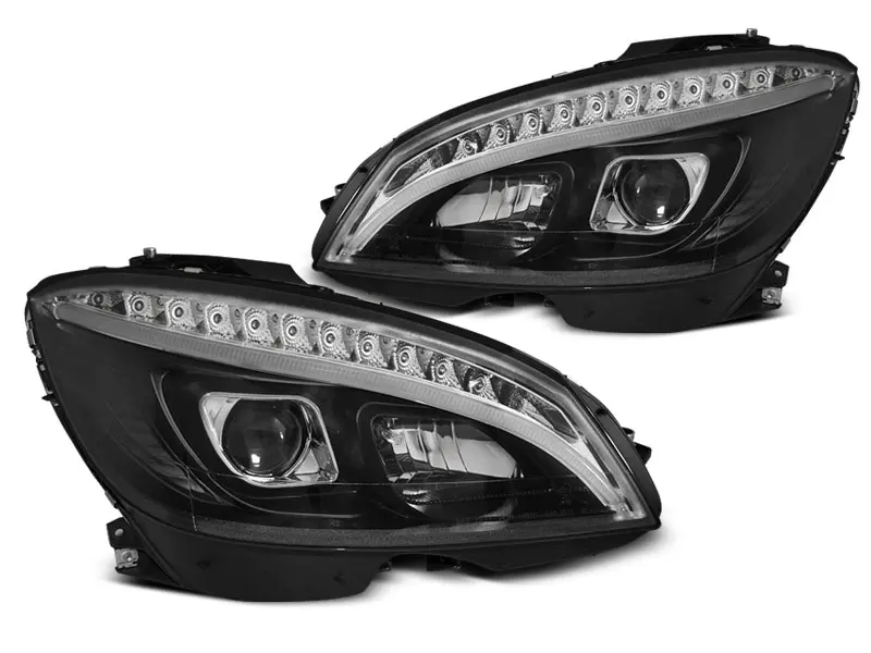 Frontlykter Mercedes-Benz C-Klasse (W204) 2007-2010 TUBE LIGHT BLACK SEQ – bilde 7